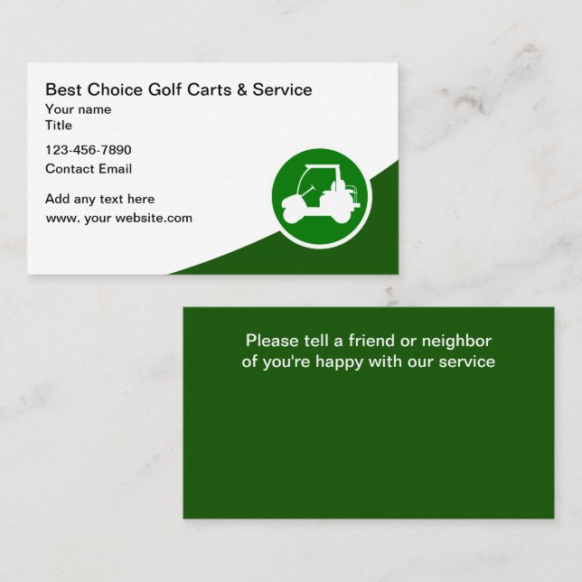 Modern Golf  Cart And Golf Car Business Card (Front/Back)
