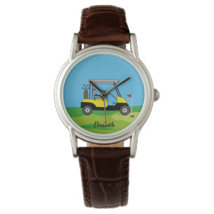 Modern Golf Cart & Green Course Personalized  Watch