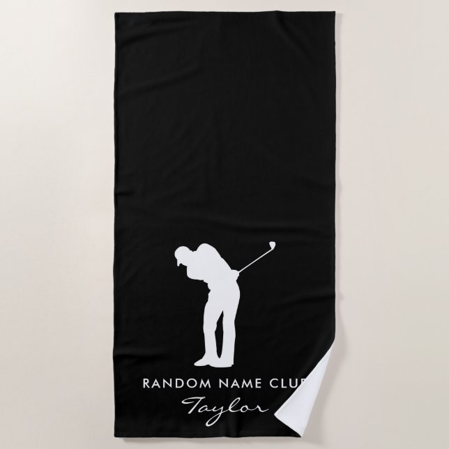 Modern Golf Club House Name Custom Beach Towel (Front)