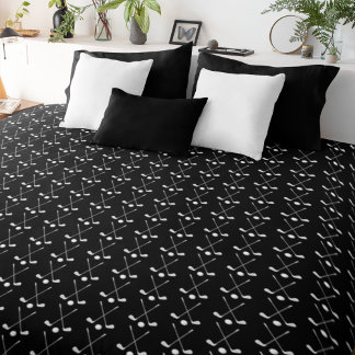 Modern Golf Club Pattern Black White Reversible Duvet Cover