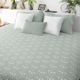 Modern Golf Club Pattern Sage Green Reversible Duvet Cover