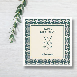 Modern Golf Clubs Birthday Party Any Age Green Napkins