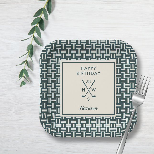 Modern Golf Clubs Birthday Party Any Age Green Paper Plates (Creator Uploaded)