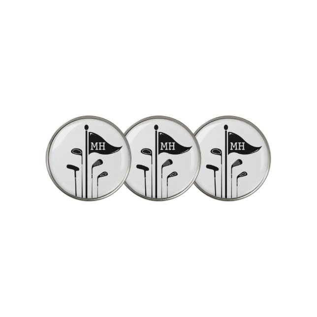 Modern Golf Clubs Create Your Own Initials  Ball Marker (3 Up)