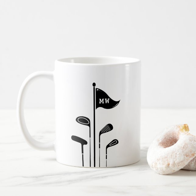 Modern Golf Clubs Create Your Own Initials  Coffee Mug (With Donut)