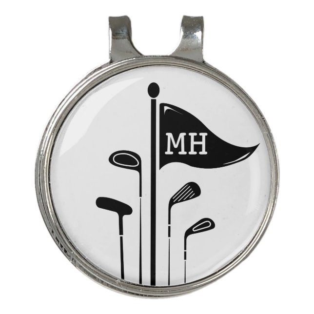 Modern Golf Clubs Create Your Own Initials  Golf Hat Clip (Front)
