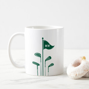 Modern Golf Clubs Create Your Own Initials Green Coffee Mug