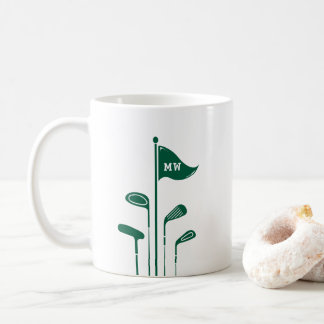 Modern Golf Clubs Create Your Own Initials | Green Coffee Mug