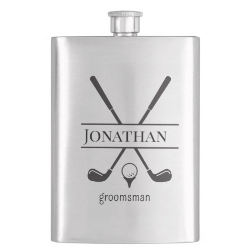 Modern Golf Clubs Personalized Bachelor Party  Flask