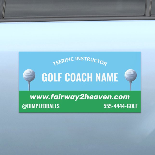 Modern Golf Coach Golfing Business Car Magnet (A car magnet to promote your Golf Coach business. Just add your details)