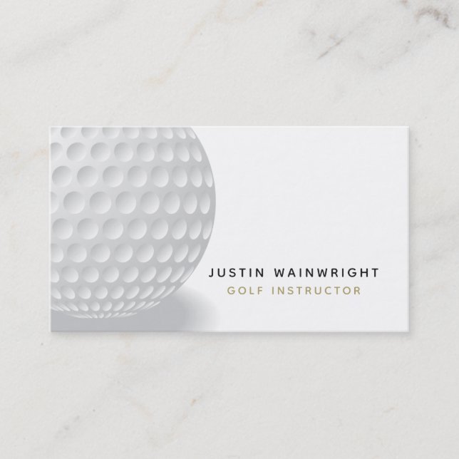Modern Golf  Coach With Social Media gray Business Card (Front)