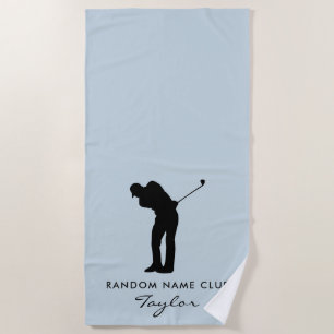 Modern Golf Country Club Name Personalized Beach Towel