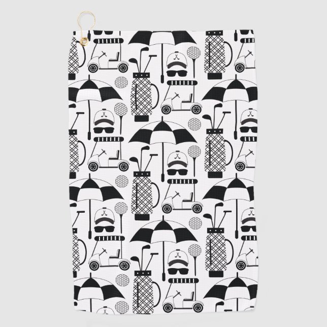 Modern Golf Equipment and Accessories Pattern Golf Towel (Front)