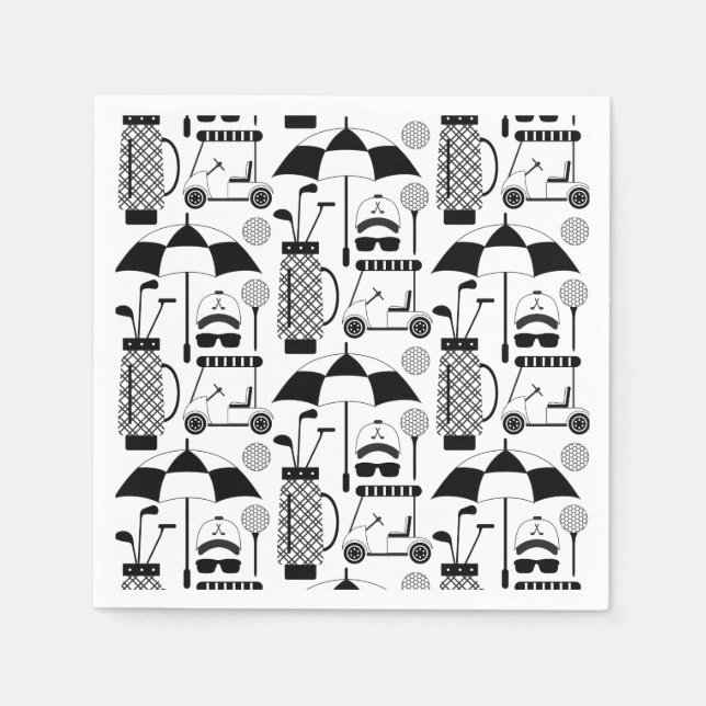 Modern Golf Equipment and Accessories Pattern Napkins (Front)