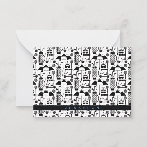 Modern Golf Equipment and Accessories Pattern  Note Card