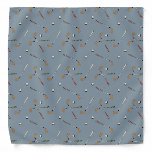 Modern Golf Golfer Club Ball Pattern Blue Bandana