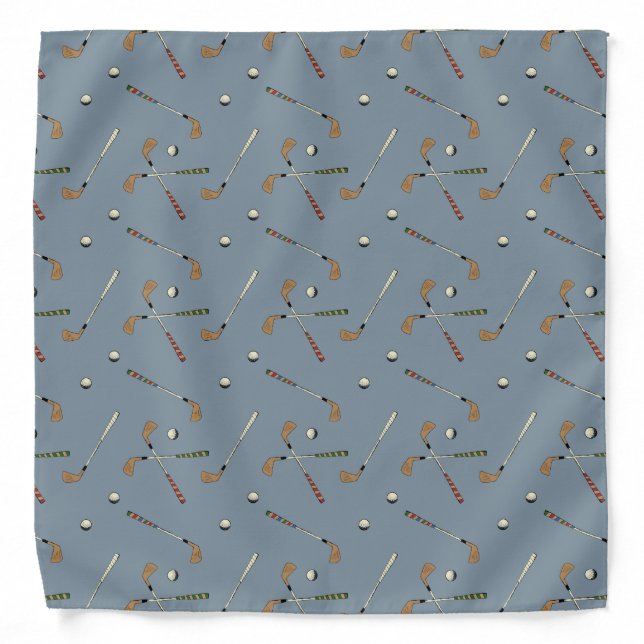 Modern Golf Golfer Club Ball Pattern Blue Bandana (Front)