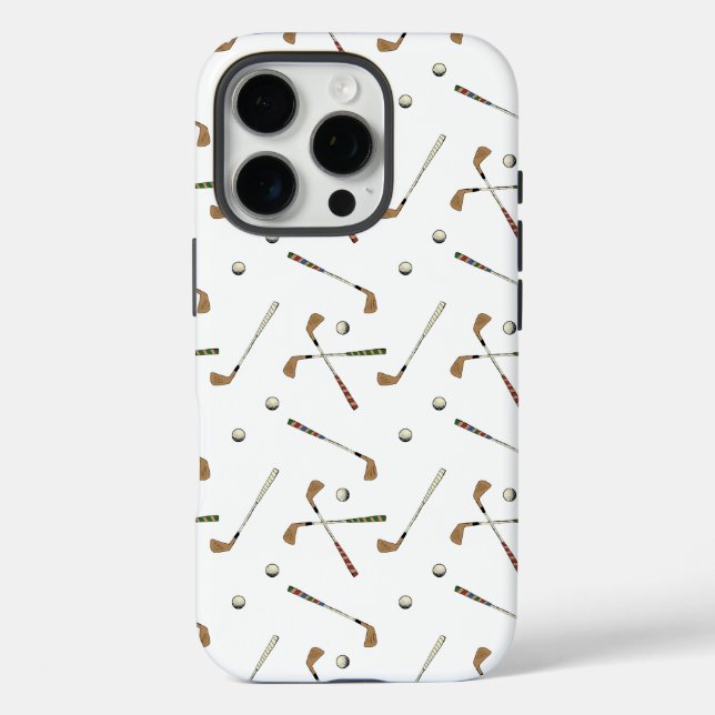 Modern Golf Golfer Club Ball Pattern White Case-Mate iPhone Case (Back)