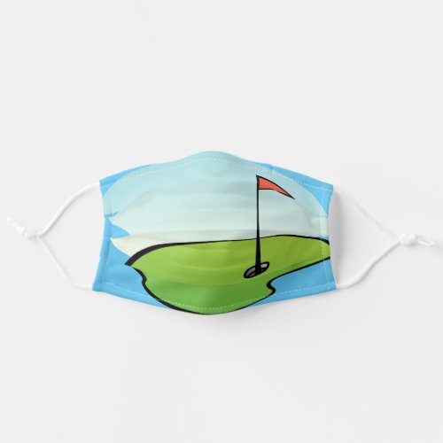 Modern Golf Green Hole In One Golf Ball Adult Cloth Face Mask