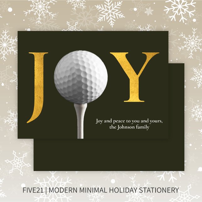 Modern Golf Joy & Peace Dark Green Christmas Holiday Card (Creator Uploaded)