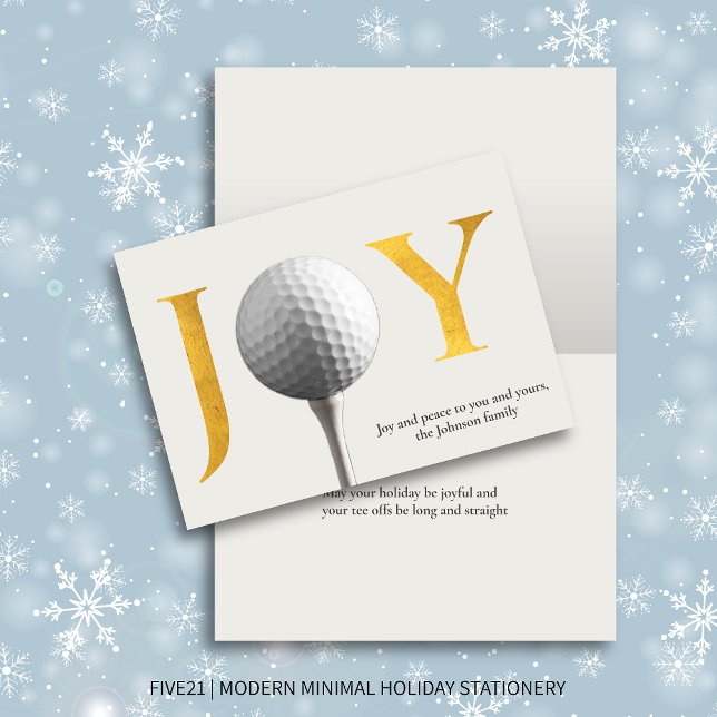 Modern Golf Joy & Peace Folded Christmas Holiday Card (Creator Uploaded)