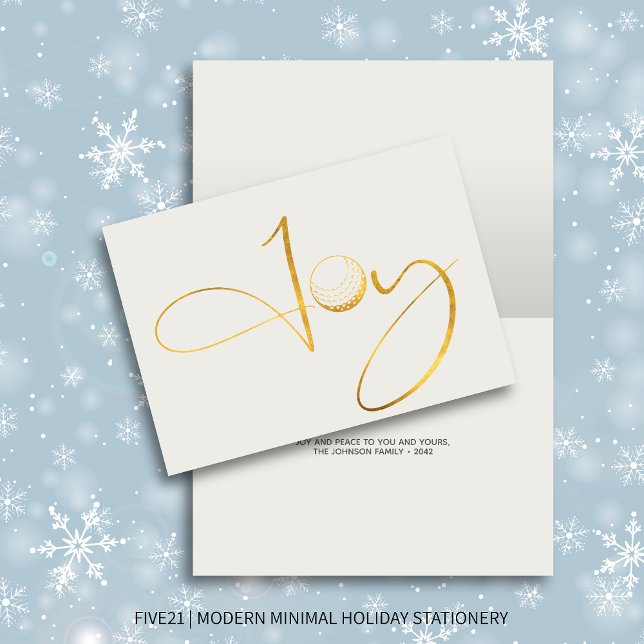 Modern Golf Joy & Peace Folded Christmas Holiday Card (Creator Uploaded)