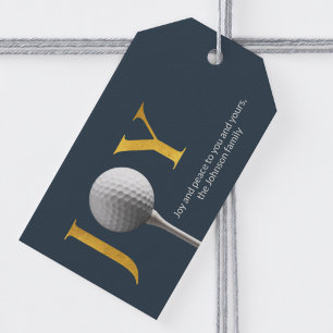 Modern Golf Joy & Peace Navy Blue Christmas Gift Tags