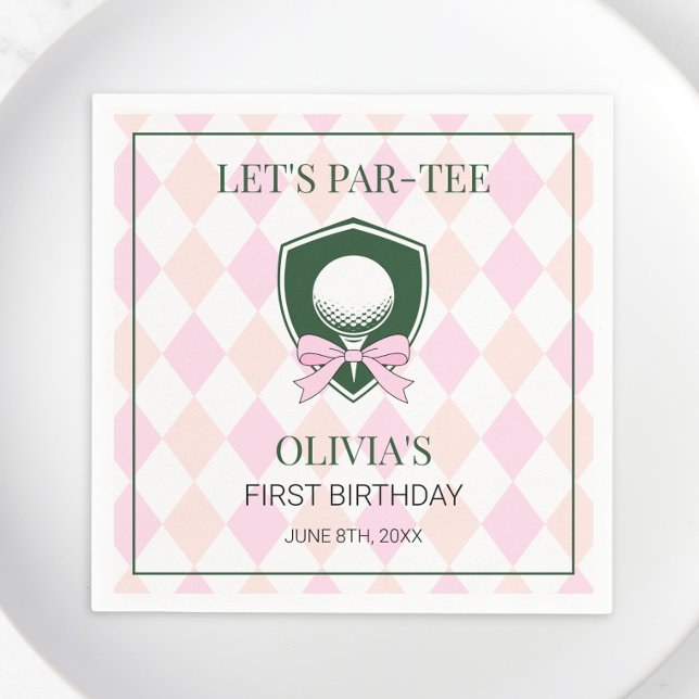 Modern Golf Pink Girls Sports 1st Birthday Par-tee Napkins (Modern Golf Pink Girls Sports 1st Birthday Par-tee Napkins)