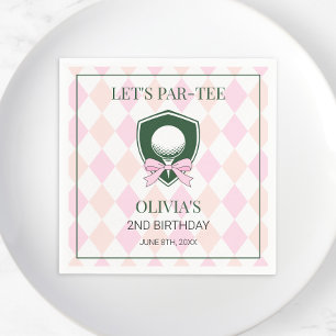 Modern Golf Pink Girls Sports 2nd Birthday Par-tee Napkins