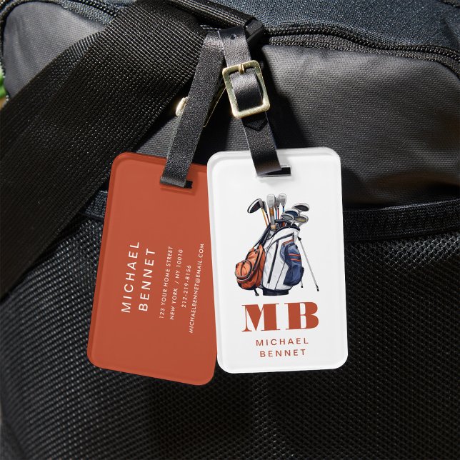 Modern Golf Sport Monogrammed Luggage Tag (Modern Golf Sport Monogrammed Luggage Tag)