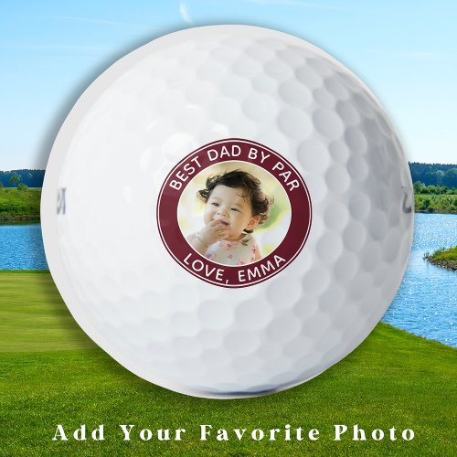 Modern Golfer Best Dad By Par Custom Photo Golf Balls