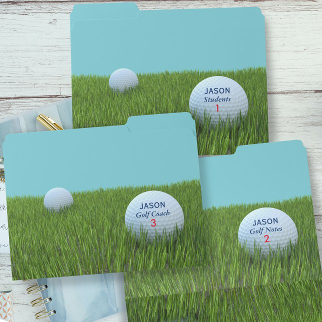 Modern Golfer Blue and Green Sports Golf Coach File Folder (Creator Uploaded)