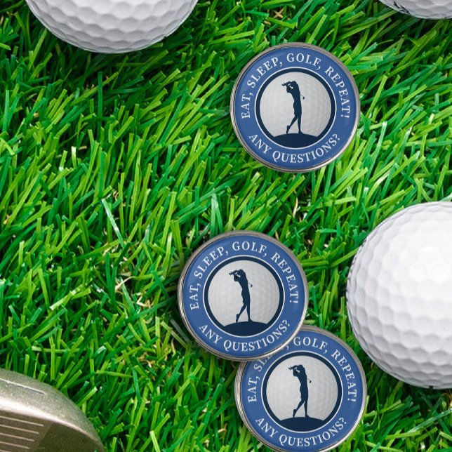 Modern Golfer Blue Eat Sleep Golf Set of Three Ball Marker (Modern Golfer Blue Eat Sleep Golf Set of Three Golf Ball Marker)