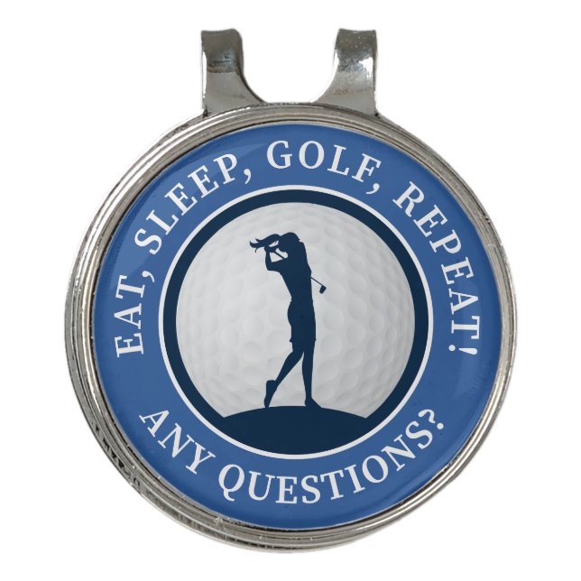 Modern Golfer Blue Women’s Ball Marker Golf Hat Clip (Front)