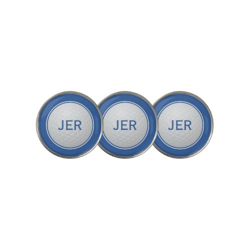 Modern Golfer Classic Monogram Sports Player Blue  Golf Ball Marker