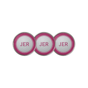 Modern Golfer Classic Monogram Sports Player Pink Golf Ball Marker
