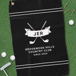 Modern Golfer Custom Monogrammed Golf Clubs Black Golf Towel