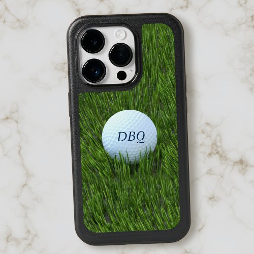 Modern Golfer Golf Ball Monogram Green OtterBox iPhone 14 Pro Case