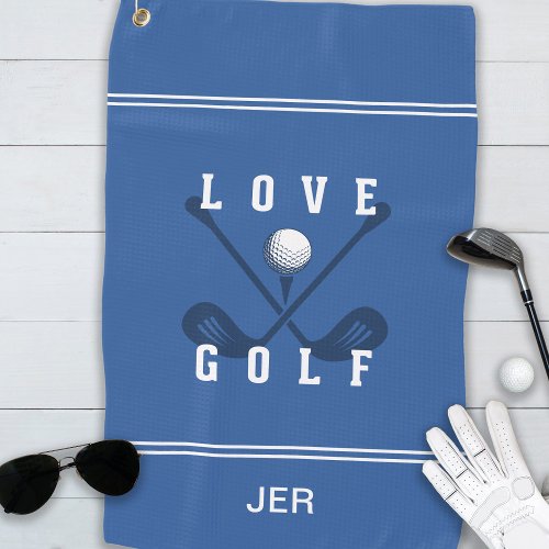 Modern Golfer Golf Ball Pro Sports Club Quote Blue Golf Towel