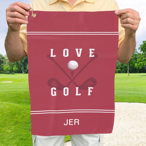 Modern Golfer Golf Ball Pro Sports Club Quote Red Golf Towel