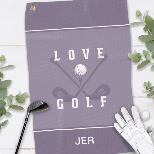 Modern Golfer Golf Ball Pro Sports Quote Purple Golf Towel