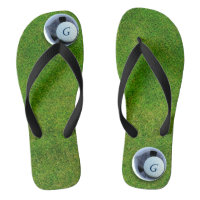 Modern Golfer Golf Course Monogram Putting Green Flip Flops