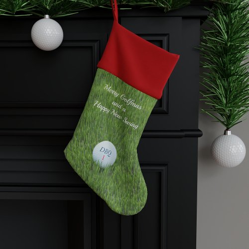 Modern Golfer Green Grass Christmas Stocking