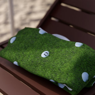 Modern Golfer Green Grass Golf Ball Monogram Beach Towel