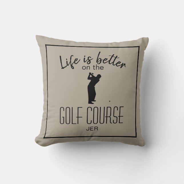 Modern Golfer Icon Quote Monogram Golf Course  Throw Pillow (Front)