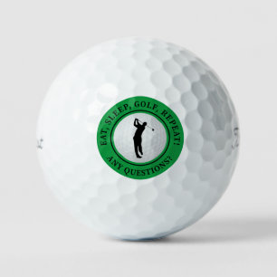 Modern Golfer Male Silhouette Funny Saying Mens  Golf Balls
