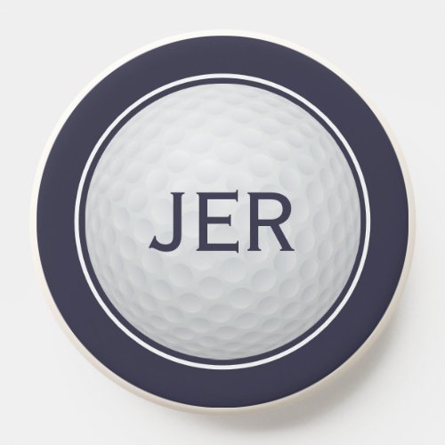 Modern Golfer Monogram Golf Ball Cool Sports Blue PopSocket