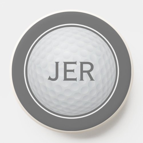 Modern Golfer Monogram Golf Ball Cool Sports Gray PopSocket