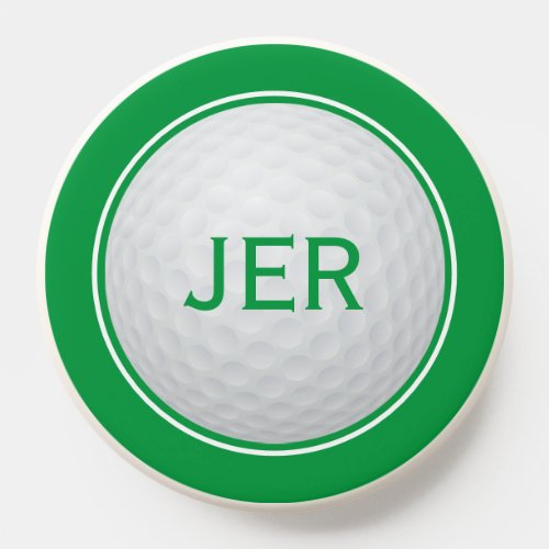 Modern Golfer Monogram Golf Ball Cool Sports Green PopSocket