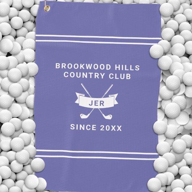 Modern Golfer Monogram Golf Clubs Periwinkle Golf Towel (Modern Golfer Monogram Golf Clubs Periwinkle Golf Towel)